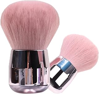 YAFIYGI Loose Powder Brush Large Pink Powder Foundation Brush Flat Arched Perfect For Blending Liquid,Concealer , Powder,B...