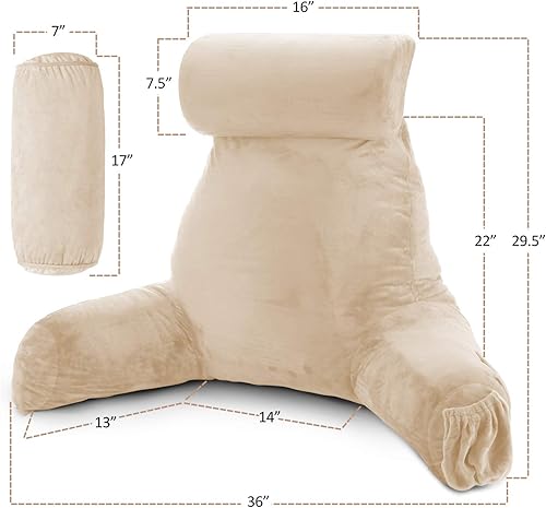 Miniatura 6 de Nestl - Almohada de lectura grande para cama, con espuma viscoelástica triturada, almohada de respaldo para leer y reposar en cama, almohada para