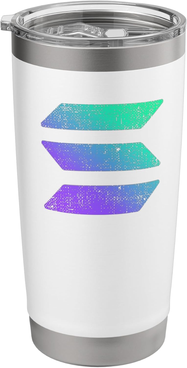 Vintage Retro Washed SOLANA Crypto Logo Distressed SOL Stainless Steel Insulated Tumbler