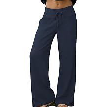 Womens Lounge Pants High Waisted Wide Leg Elastic Drawstring Sweatpants Palazzo Pajama Trousers