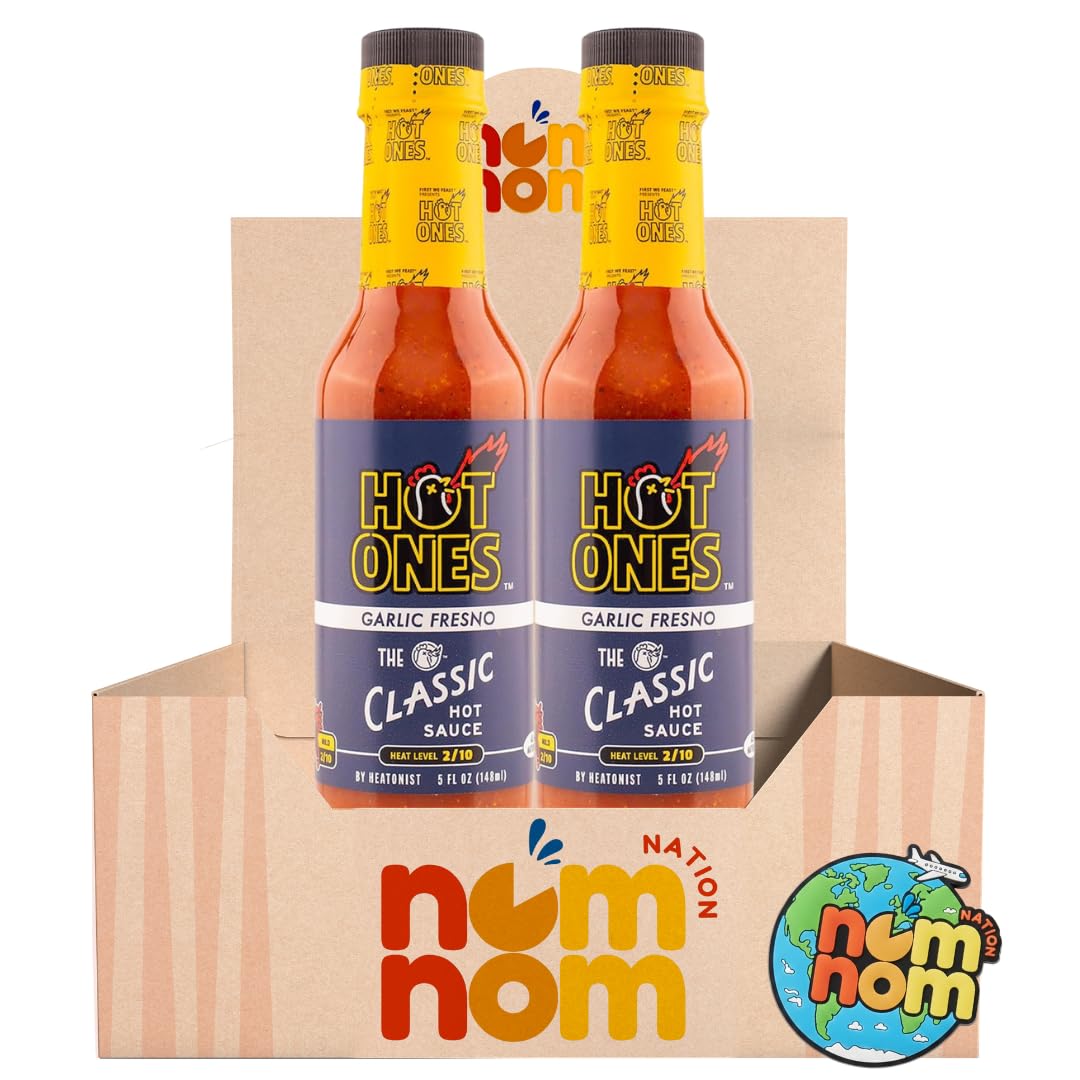 HOT ONES Garlic Fresno Hot Sauce - 5 Fl Oz Pack of 2 with Random Item