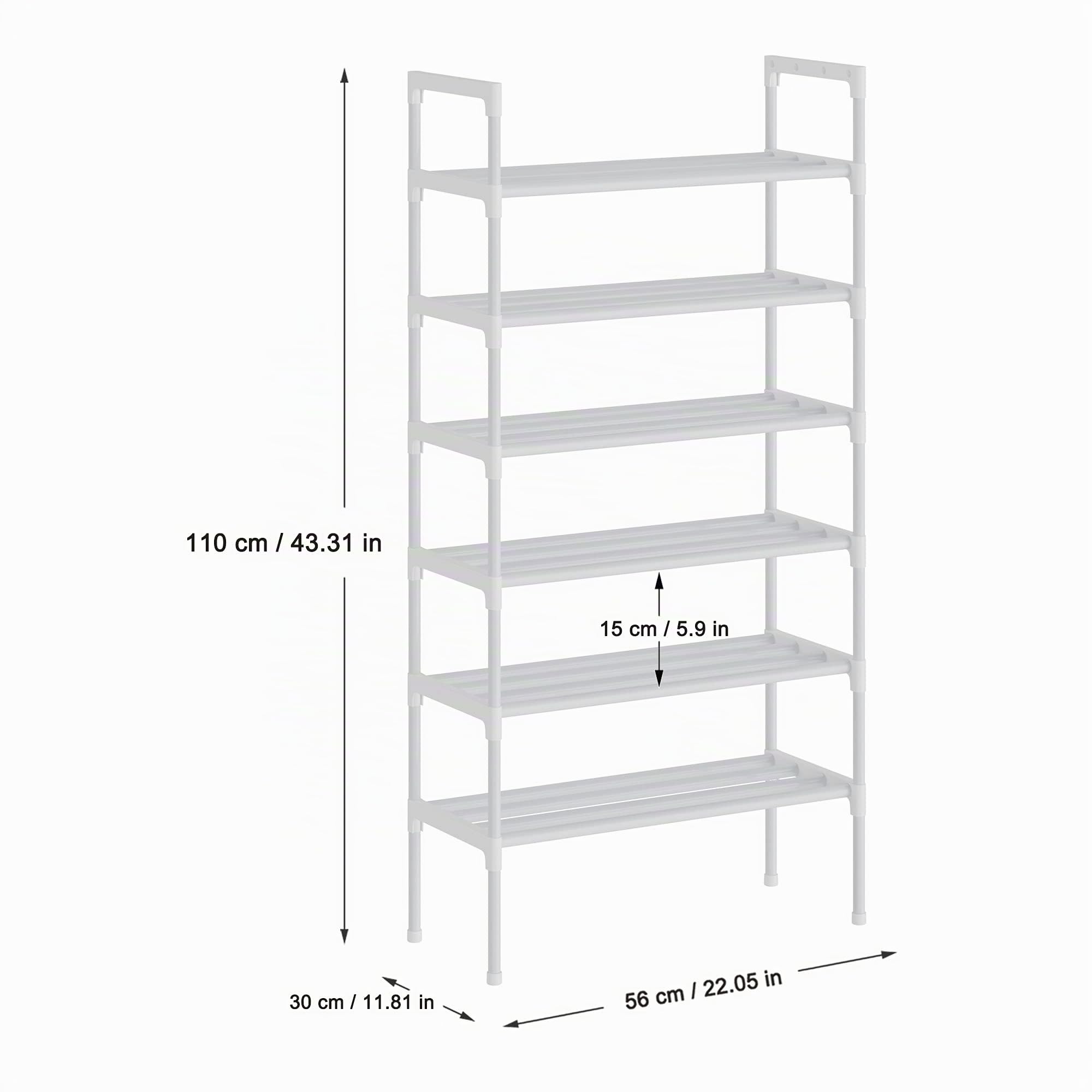 S-5 6 Niveles ajustable zapatillas estante organizador zapatos diseño resistente, ahorro de espacio (Blanco)