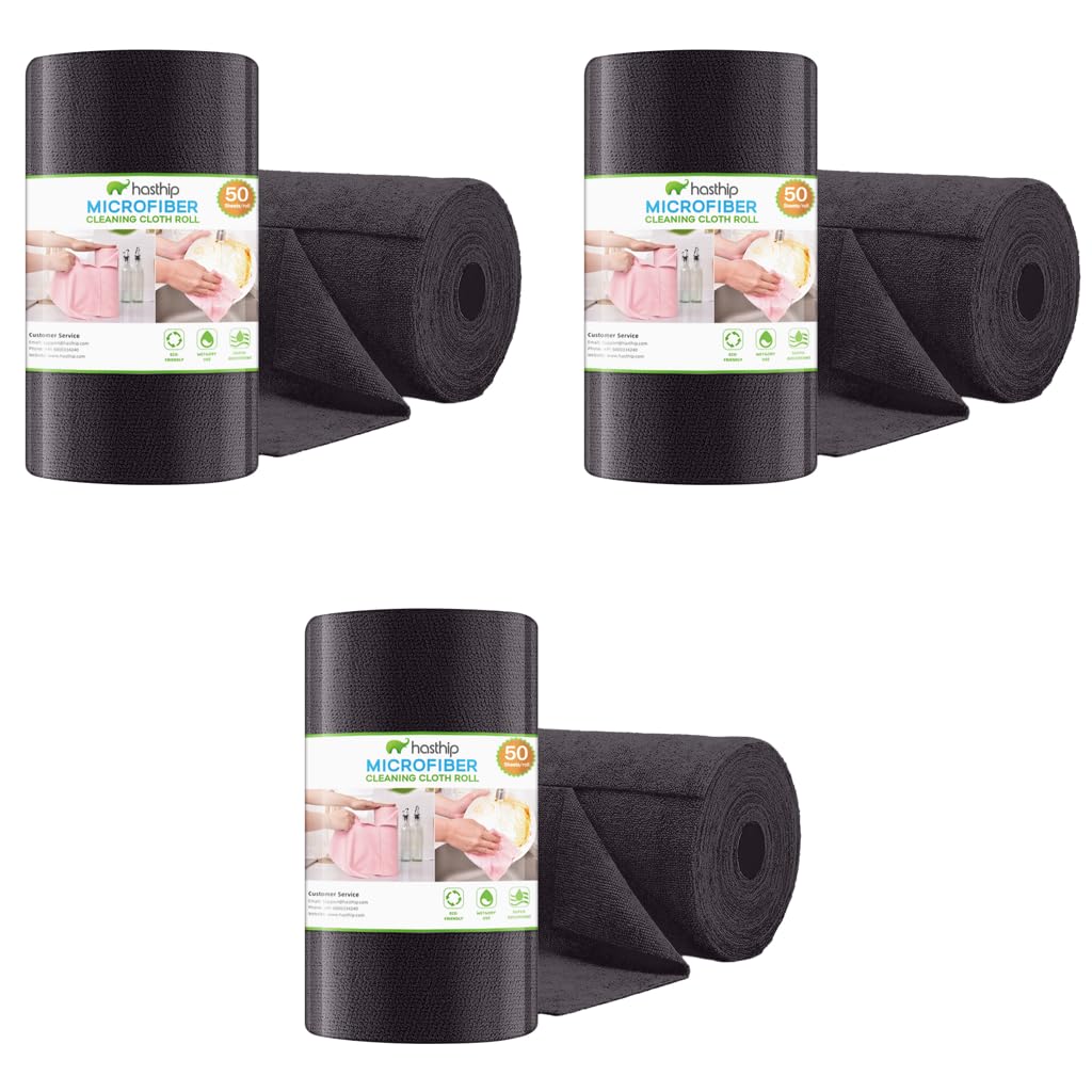 HASTHIP® 50 Pack Microfiber Cleaning Cloth Roll 9.8 inches Car Precut Reusable Polyester Kitchen Wipes Non-Scratch Towel for Bowl Pots Countertop in-car 3PCS-image-9