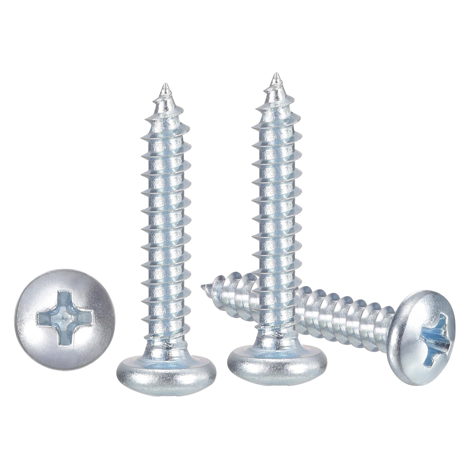 METALLIXITY Phillips Pan Head Self Tapping Screws(#6x3/4") 65Pcs, Carbon Steel Self Drilling Screw for Metal Wood Plastic, for Cabinet Wall Shutter Plate Rock Furniture, Silver โ image 1