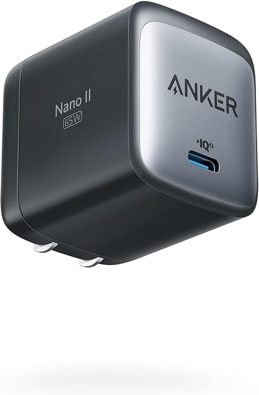 Anker USB C Charger, 715 Charger (Nano II 65W), GaN II PPS Fast Compact Foldable Charger for MacBook Pro/Air, Galaxy S20/S10, Dell, Note 20/10+, iPhone 15/Pro/Pro Max, iPad Pro, Pixel, and More
