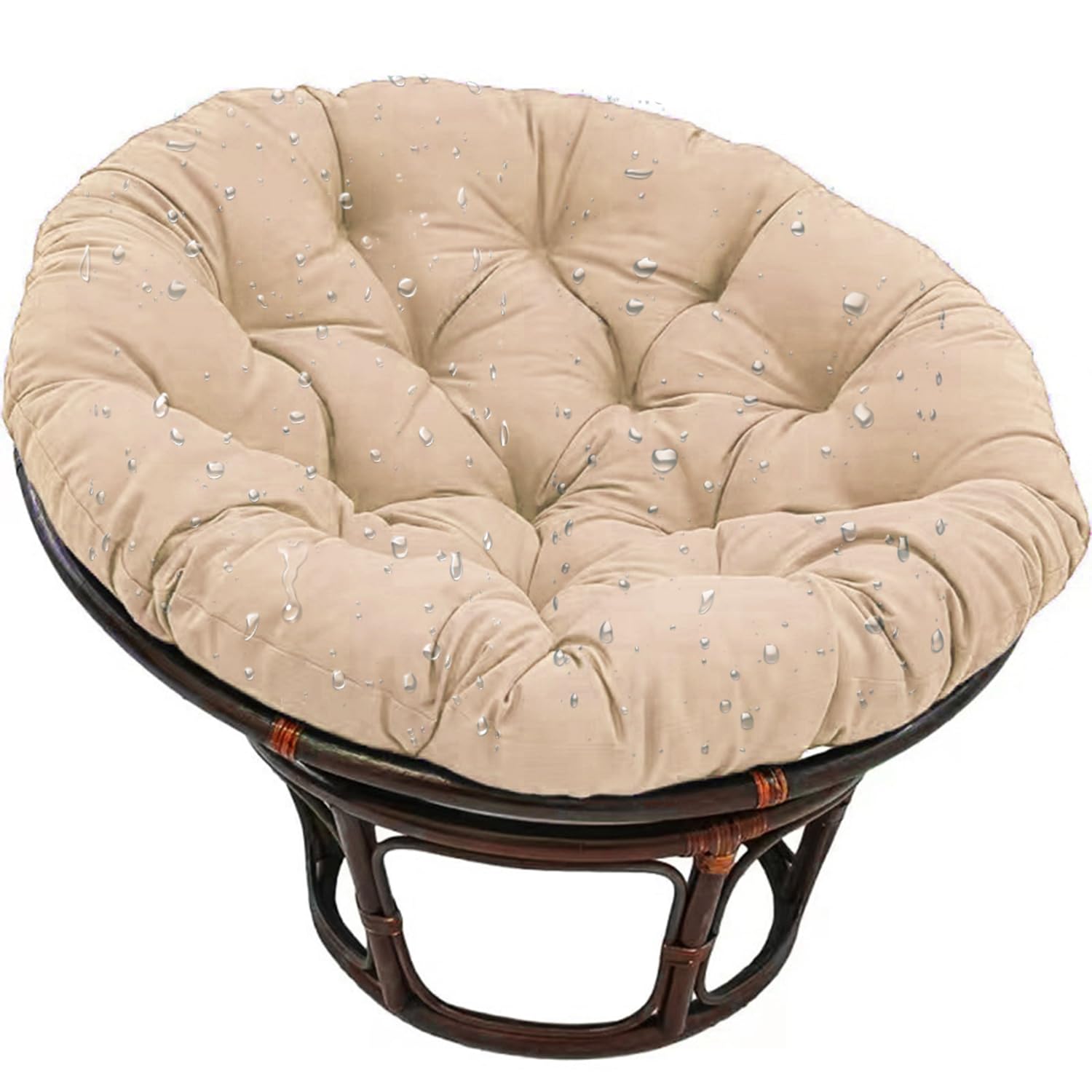 Genérico Cojín para Silla Papasan Redondo, Impermeable Cojines Tapizado de Suelo para Silla, CojíN para Silla de JardíN con Forma de Huevo para Interiores Exteriores Asientos,Caqui,50×50