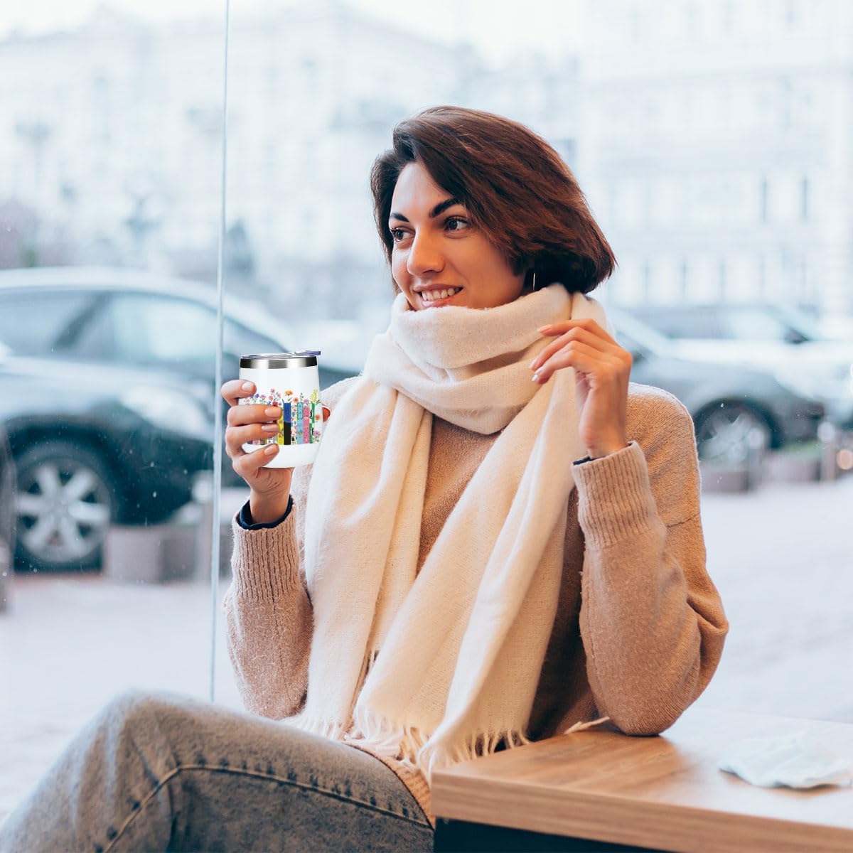 Wine Tumbler, 12 oz Coffee Mug Travel Insulated Cup Vacuum Wine Glass with Lid, Book Lovers Gifts Birthday Christmas Reading Book Accessories Bookish Librarian Gifts for Women Girls Teacher Therapist - Image 4