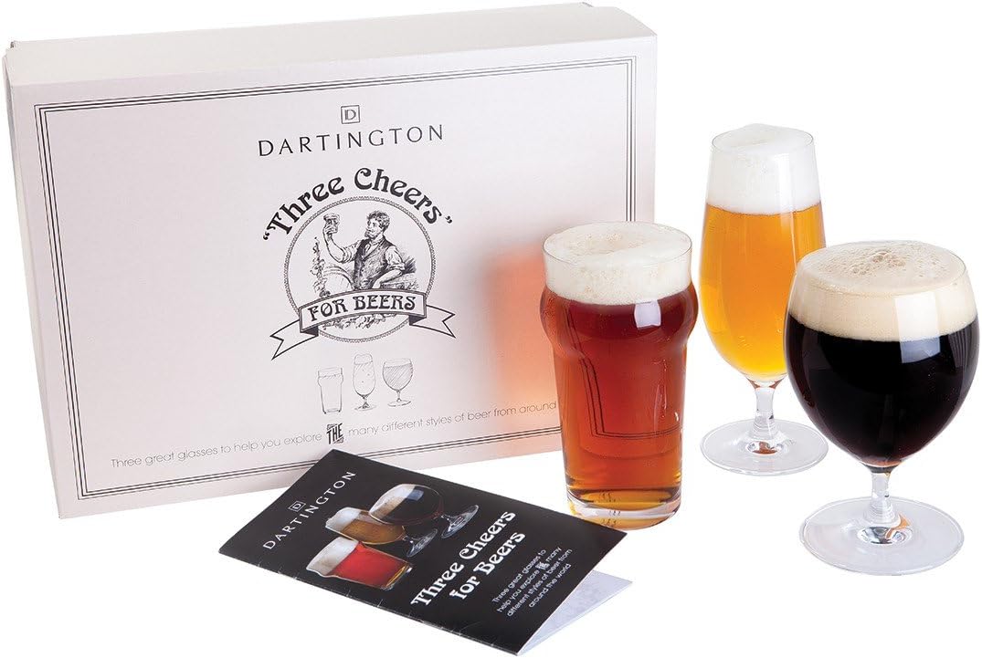 Dartington Crystal GP3113/3PK Three Cheers for Beers Glasses, Clear