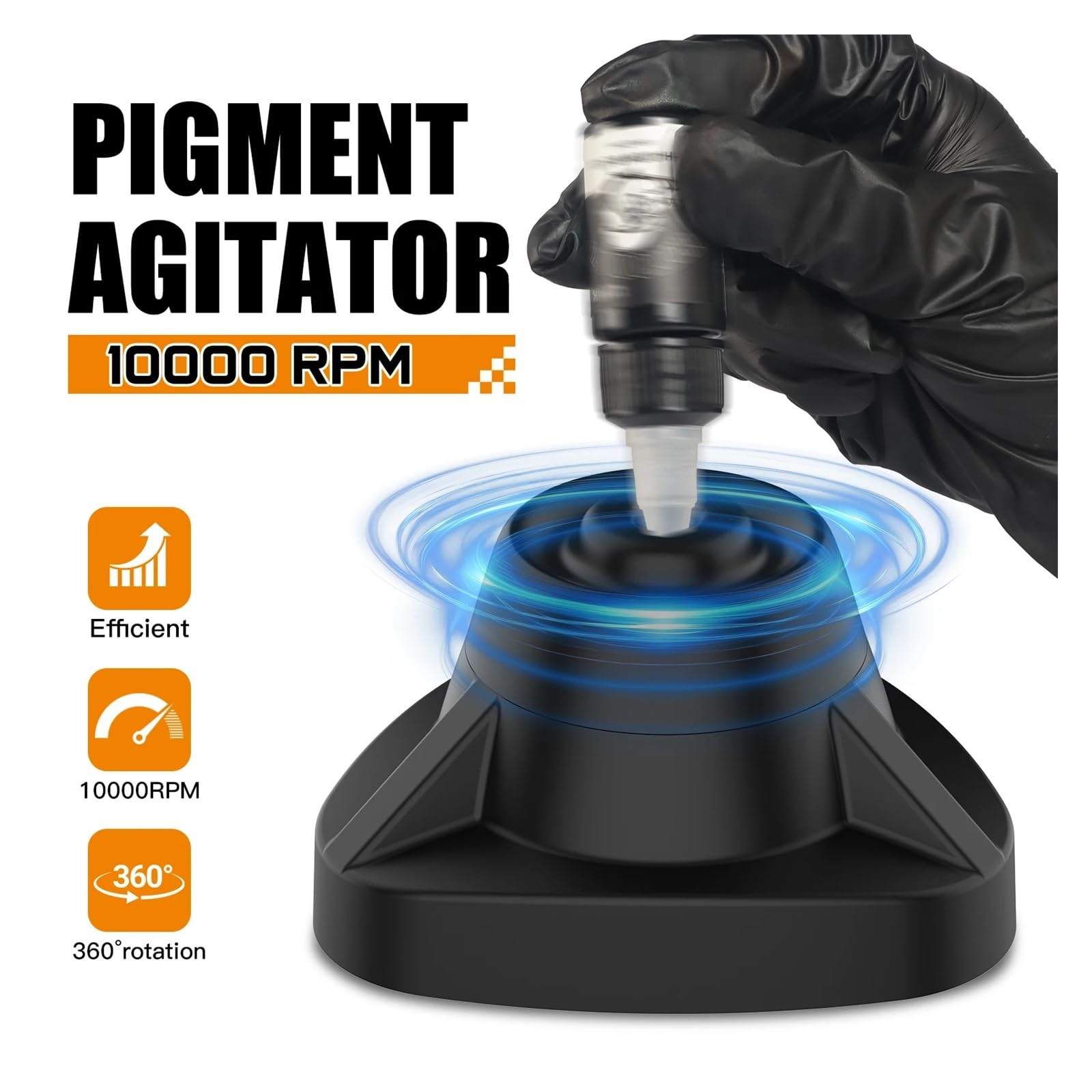 Agitatore da Laboratorio, Mini miscelatore for inchiostri for tatuaggi e smalti for unghie da 10000 giri/min con base antiscivolo(Noir)