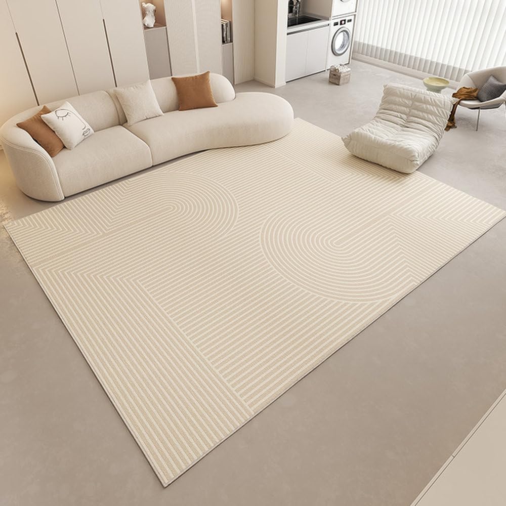 Tapis de salon grande taille en flanelle aux finitions géométriques