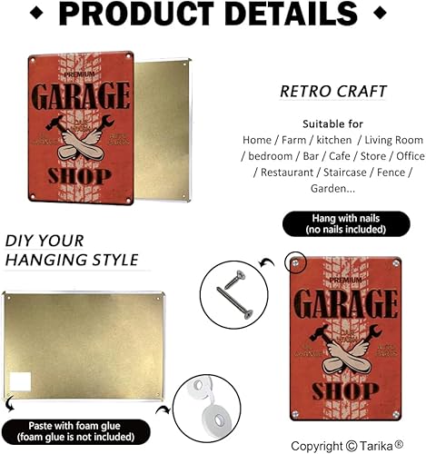 Miniatura 3 de Letrero de lata de metal mecánico con cambio de aceite para lavado de autos, regalo para mecánico, divertidos letreros retro de 8 x 12 pulgadas,