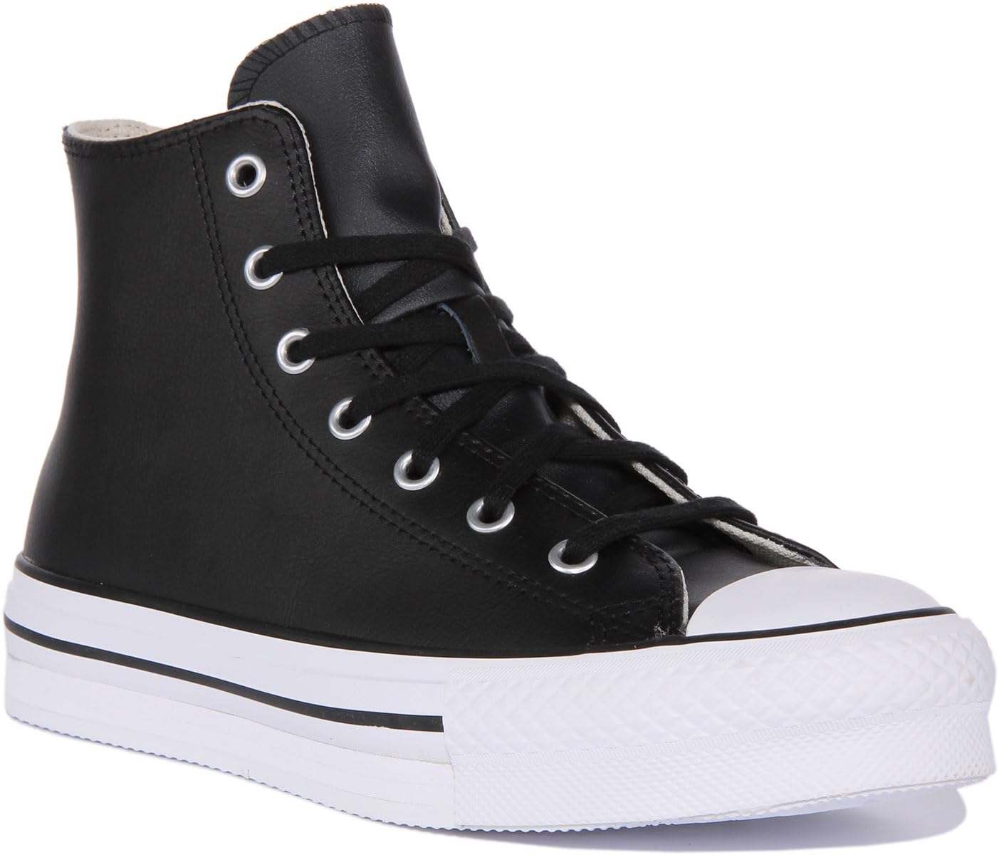 Converse Chuck Taylor All Star EVA Lift Platform Leather, Sneaker, Black Natural Ivory White, 37.5 EU