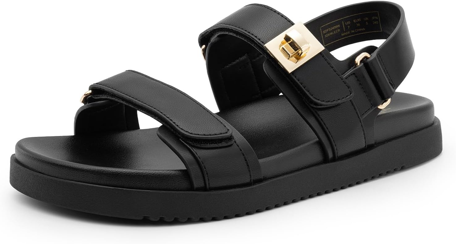 DREAM PAIRS Women’s Comfortable Open Toe Flat Sandals Fashion One Band Summer Dessy Sandals