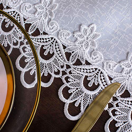Artable T80384S Rectangular Lace Fabric Tablecloth With Macrame Border Clear Embroidered Kitchen Tablecloths thumb #3