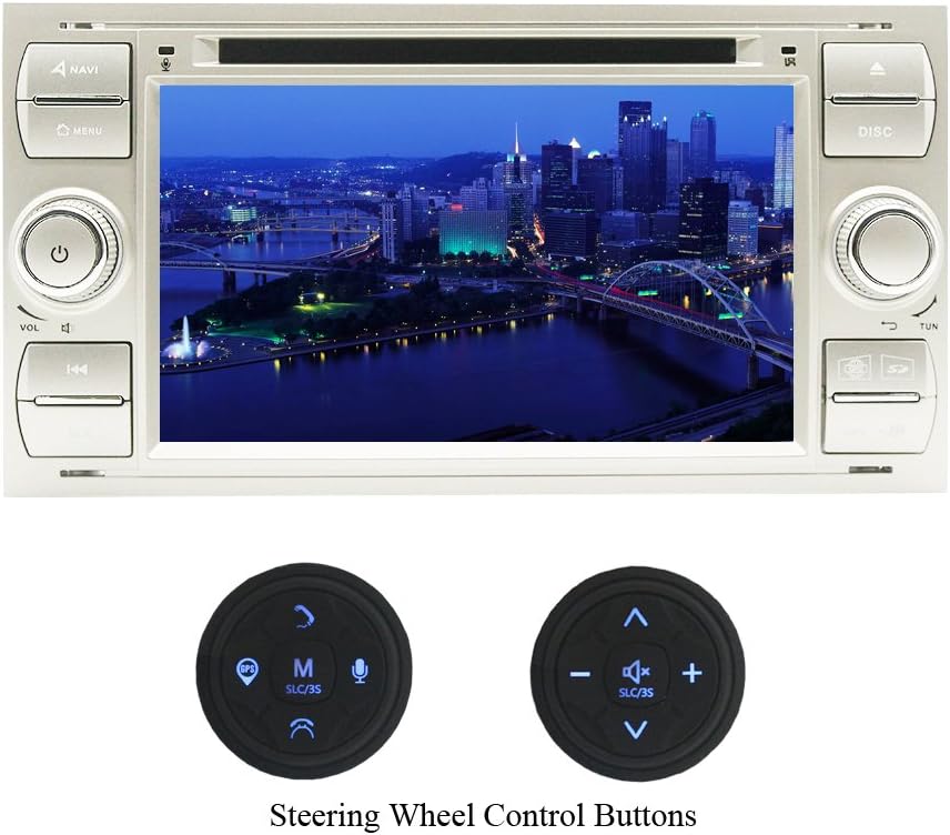 Android 7.1 Car Stereo 7" Autoradio 2 Din Head Unit RAM 2G GPS Navigation with DVD Player for Ford Series, Ford Focus 2005-2007 (Silver) (with Steering Wheel Control Buttons)