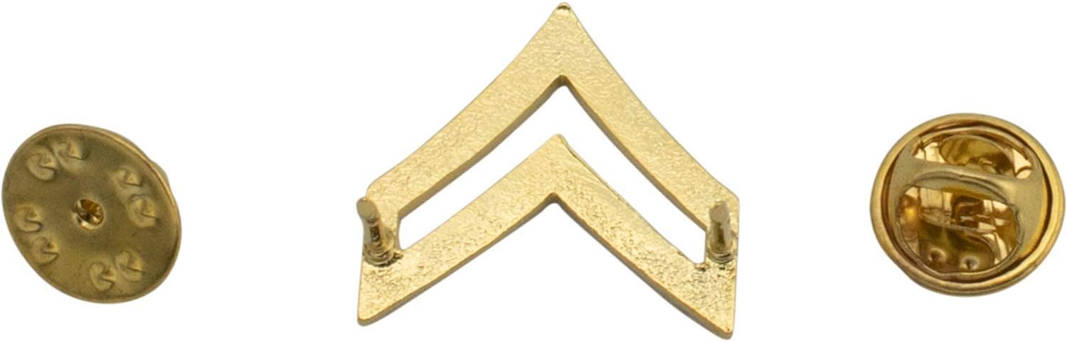 Smith & Warren 3/4" Corporal Double Chevron Collar Brass Rank Insignia Gold Finish Police Military Uniform Pin