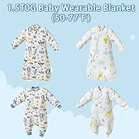 Vista 2 de XIFAMNIY 1.5 TOG Manta portátil para bebé, saco de dormir para niños pequeños, saco de dormir desmontable de manga larga para envolver 1.5T..