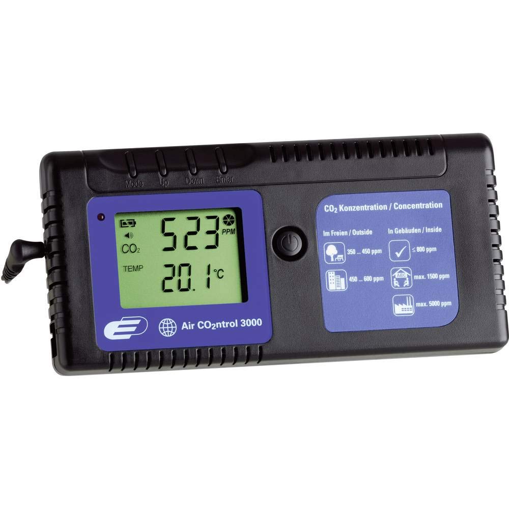 TFA Dostmann Airco2ntrol 3000 CO2-Messgerät, zur Überwachung der CO2-Konzentration, CO2 Messer, akustischer Alarm, Temperaturanzeige, 31.5000, Schwarz Blau