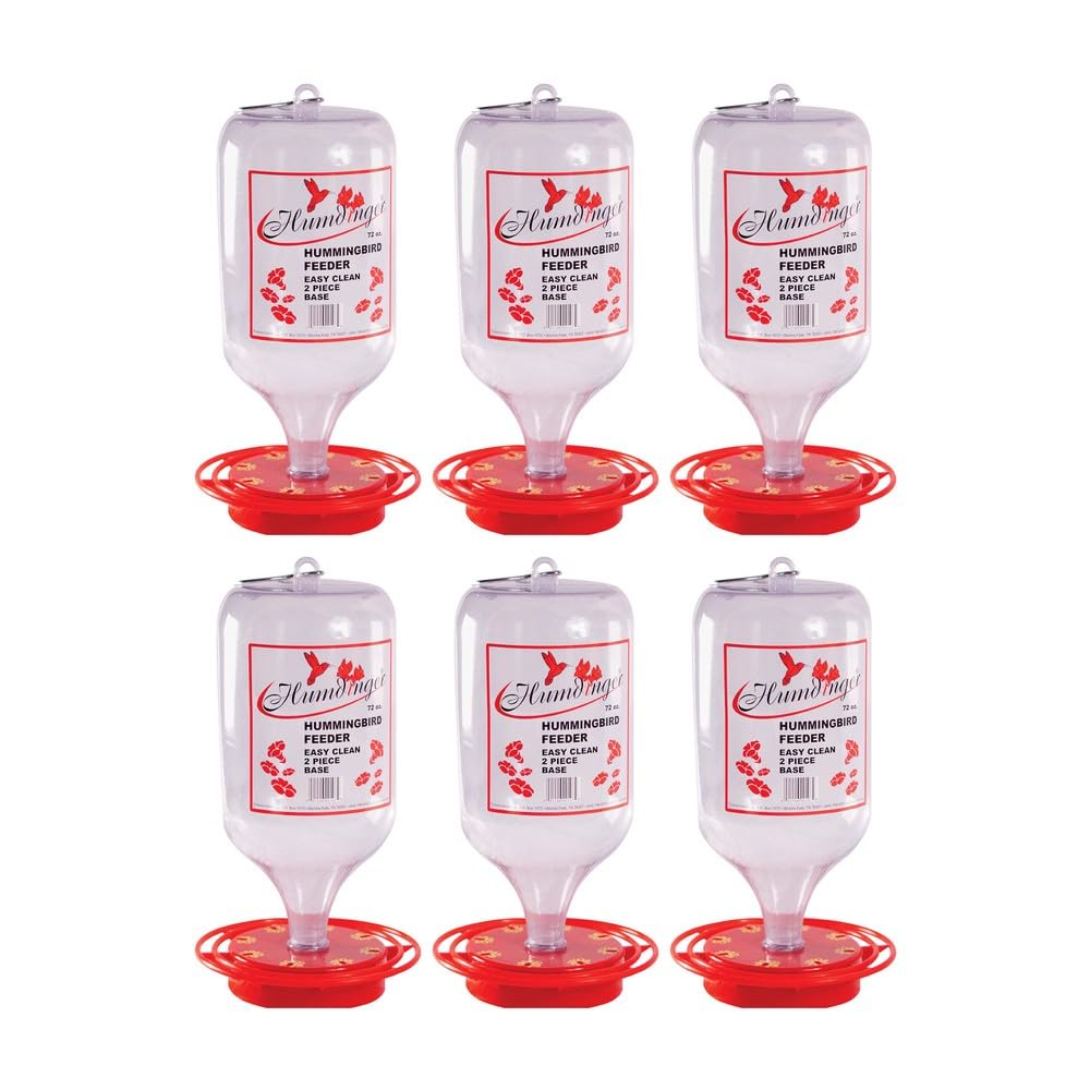 View 1 of [6 Pack] Hummingbird 72 oz Plastic Bottle Nectar Bird Feeder 8 Ports with Instant Nectar Concentrate - 2-in-1 Base - Bird Feeder for Outdoors, Window Hummingbird Feeder, Squirrel Proof Bird Feeder