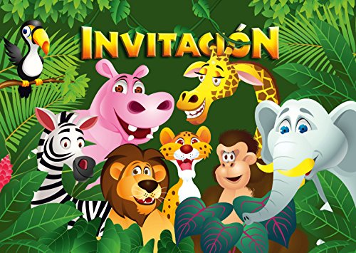 Edition Colibri 10 Invitaciones en español “Animales del ZOOLÓGICO“: Juego de 10 Invitaciones para el cumpleaños Infantil en el zoológico / Parque Safari / casa en el Bosque lluvioso (10968 ES)