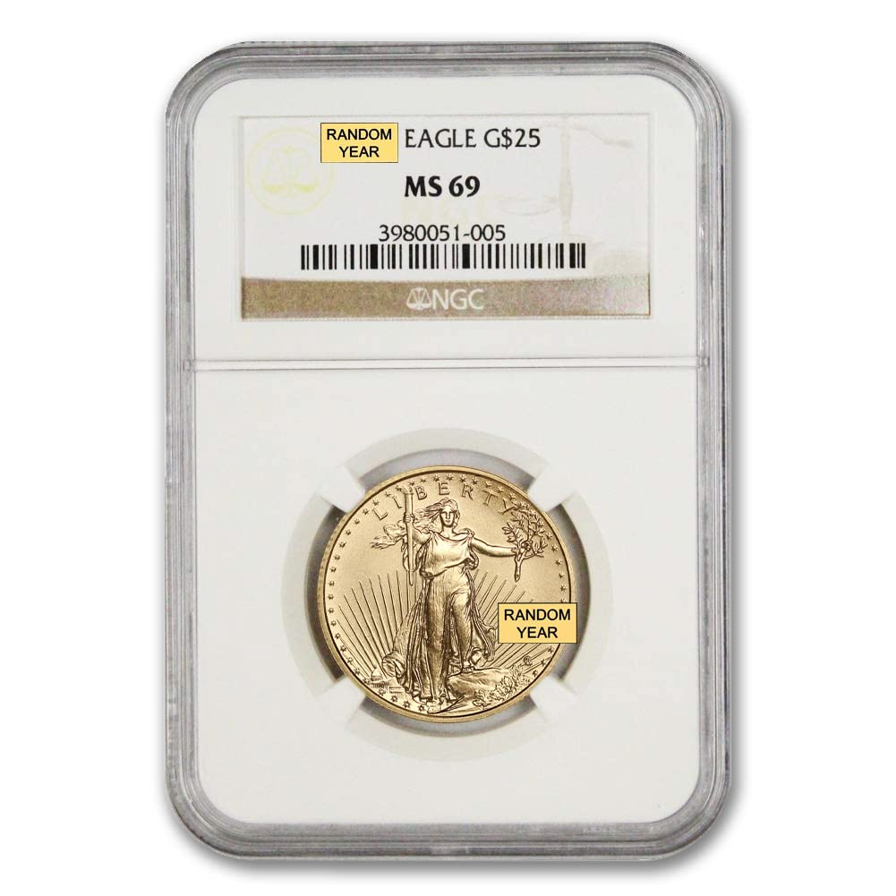 1986 - Present (Random Year) 1/2 oz American Gold Eagle Coin MS-69 22K $25 NGC MS69 at 's Collectible Coins Store