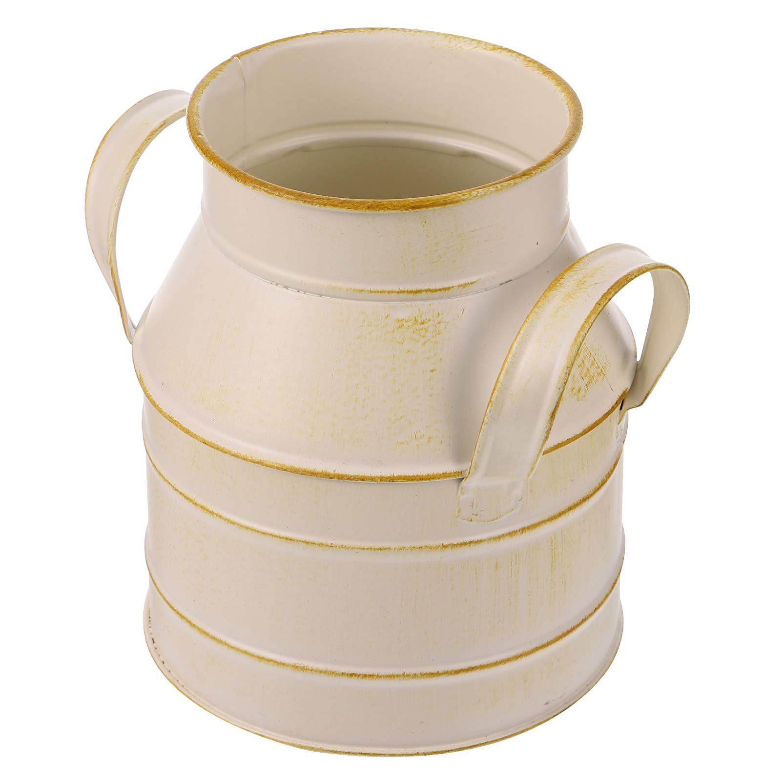 Cnfhfry Beige Vase， Metal Flower Bucket Vintage Vase Plant Pot Shabby Chic Indoor Outdoor Garden Decoration(Beige)