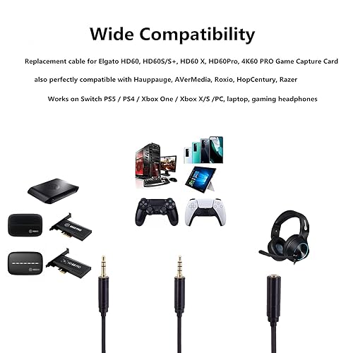 Miniatura 3 de Alitutumao HD60Pro - Cable de audio para chat Link para fiestas, compatible con Elgato HD60, HD60S, HD60Pro, grabación de captura de juegos,