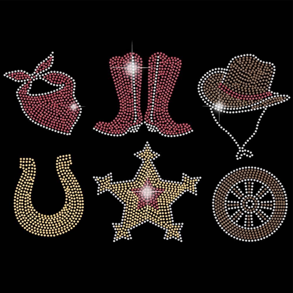 SUPERDANT Ferro su Strass Trasferimento Elementi Denim Strass Termoadesivi Trasferisci T-Shirt Western Cristallo Trasferimento Termico Disegni Strass Da Cowboy per Abbigliamento