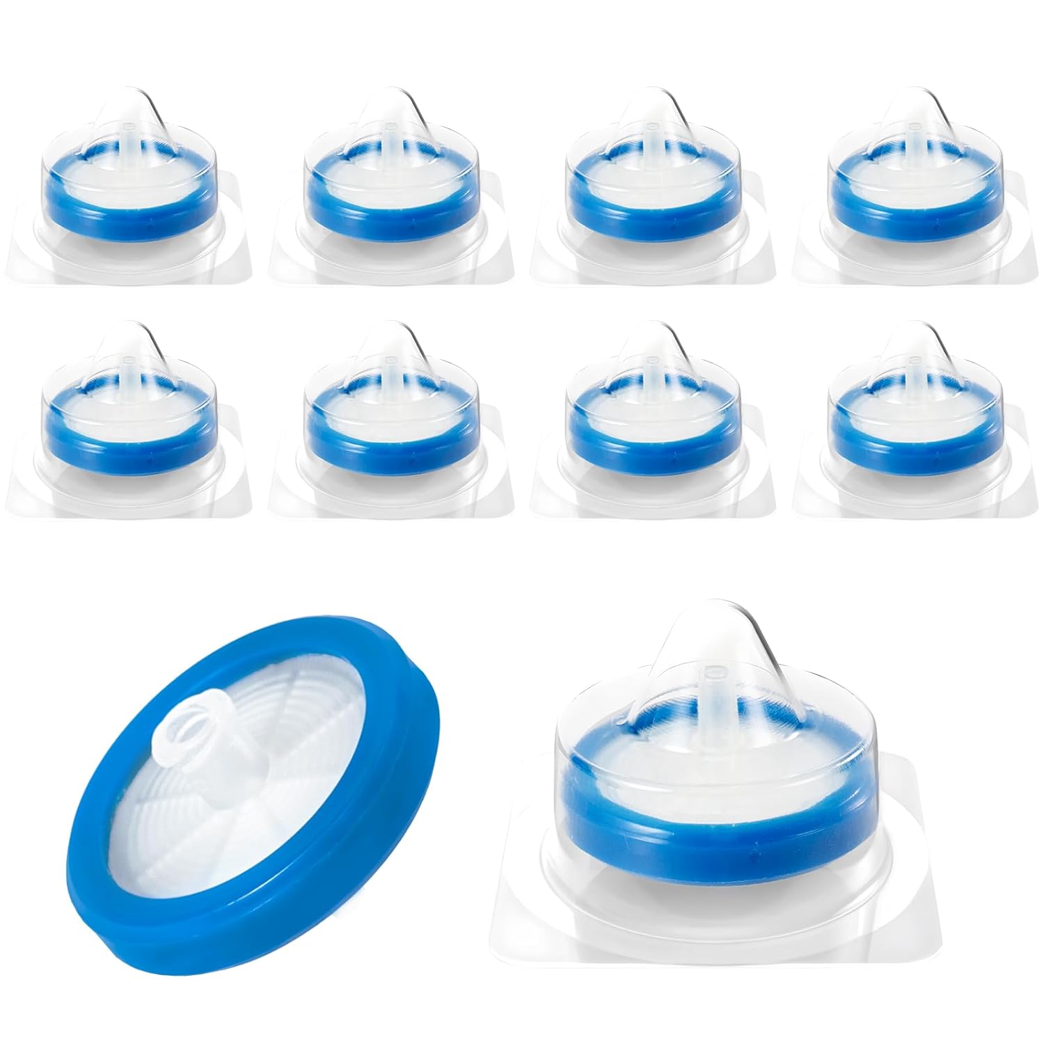 100Pcs Syringe Lab Filter, Sterile CA Hydrophilic Filters, 0.22um Pore Size, 30mm Membrane Diameter for Scientific Laboratory, Individually Packed