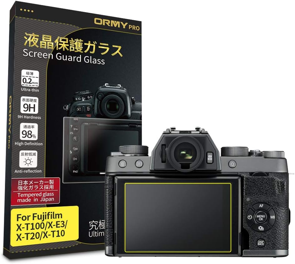 [Ultra-thin 0.2mm / Japanese AGC Glass] ORMY pro Tempered Glass Camera Screen Guard for FUJIFILM X-T100 X-E3 X-T20 X-T10 [9H Hardness, 98% High Transparency, Anti-Reflection]