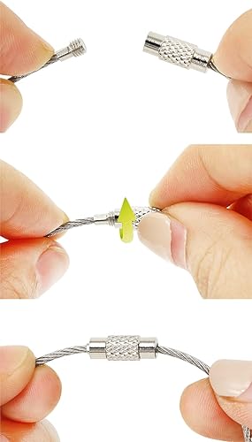 Miniatura 3 de Mini Skater Llaveros de acero inoxidable de 6 pulgadas, llaveros de alambre de acero inoxidable, etiquetas de equipaje resistentes, con bucles,