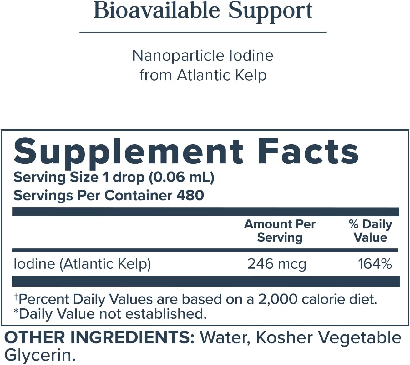 Heritage Store Nascent Colloidal Iodine Drops 246mcg, Liquid Iodine Supplement for Healthy Thyroid Support,* with Nascent Iodine from Atlantic Kelp, Bioavailable, Vegan, Approx. 480 Servings, 1oz : Health & Household