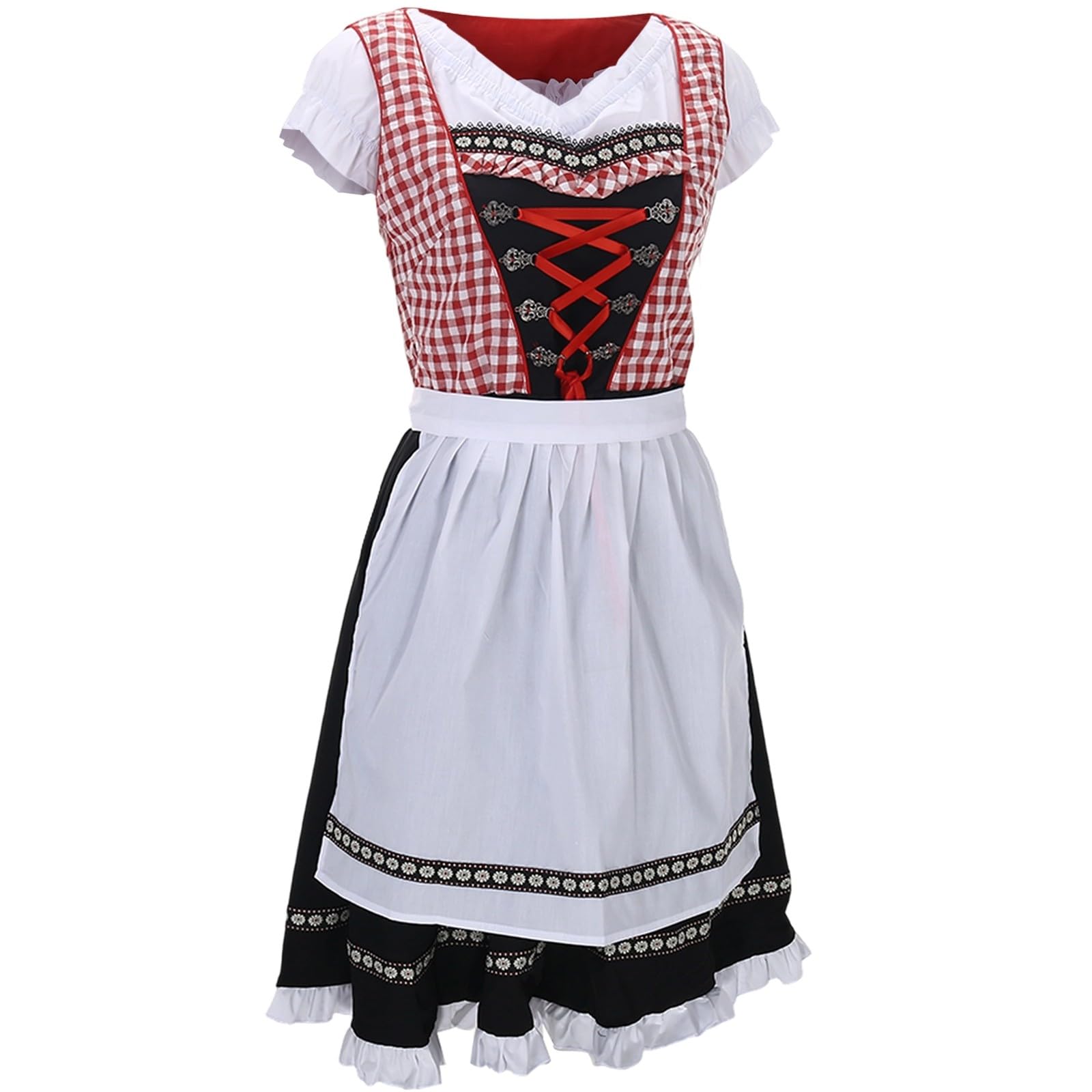 SKFLABOOF Dirndl Damen Midi Große Größen Dirndlkleid Drindl Lang Oktoberfest Outfit Dirndel Dirndl-Komplettsets Lange Trachtenrock Dirdl Modern Grosse Grössen Komplettset Trachtenkleid
