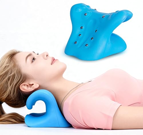 Almohada de tracción cervical con terapia magnética de acupresión, relajante de hombro para alivio del dolor de ATM, almohada quiropráctica mejorada