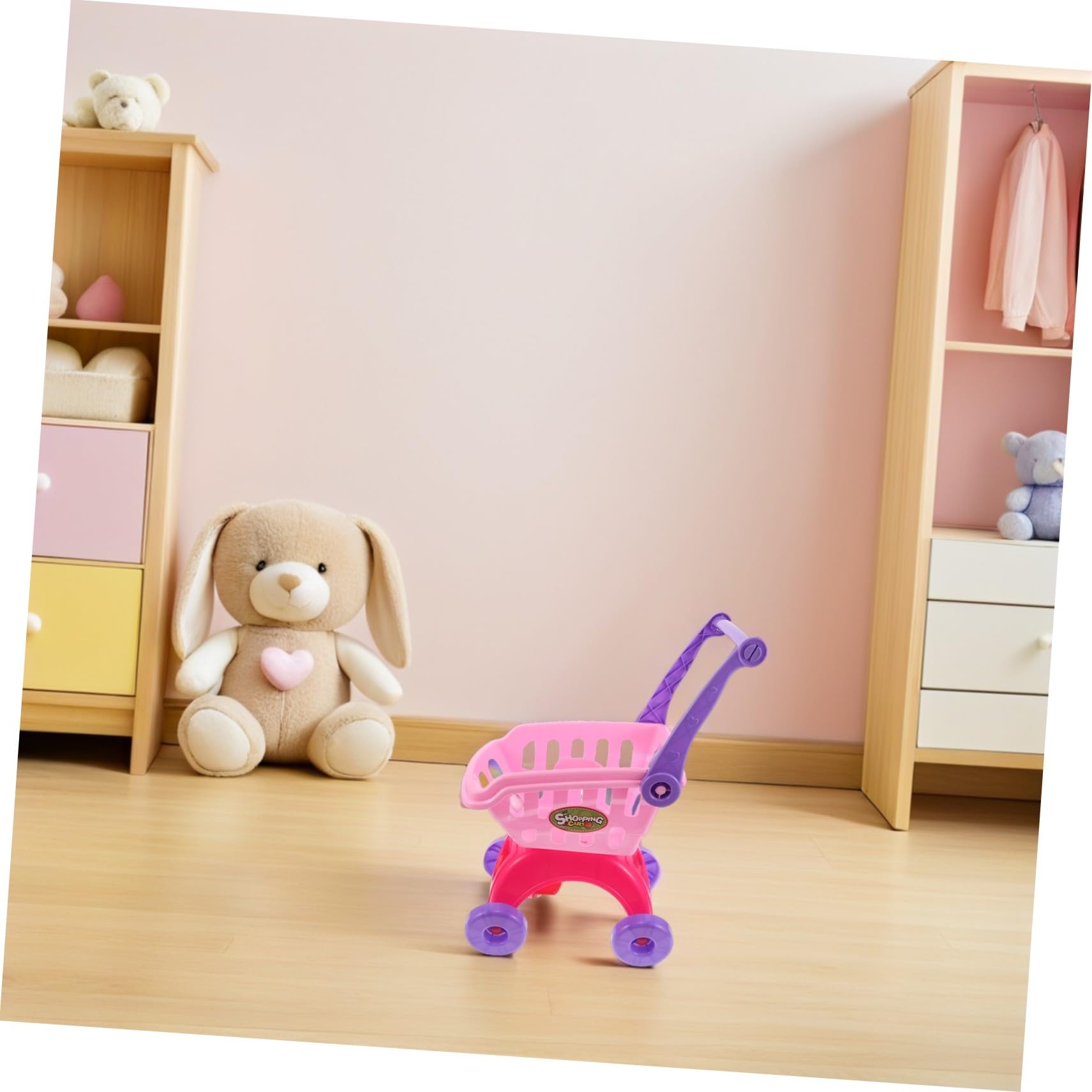 WOONEKY Carrello Giocattolo Mini Supermercato Simulazione Trolley Spingibile per Gioco di Ruolo Educativo con Dimensioni Adatte Mani Piccole per Gioco di Gruppo e Famiglia
