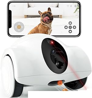 Cameras with Phone App 15 Days Long Standby Pet Robot for Dog Treat Dispenser Feeder 1080P Full HD Dog Robot Camera 360°Mo...