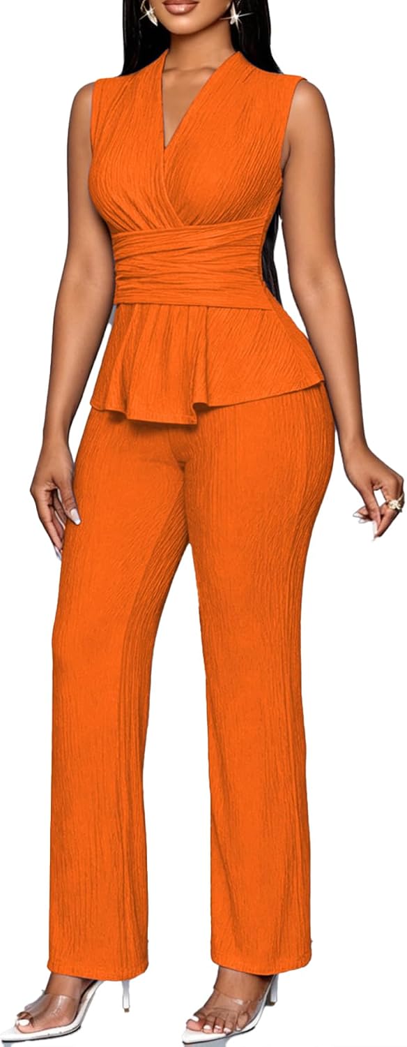 TOPSRANI Womens Bodycon Lounge Sets 2 Piece Outfits Casual Sweatsuits Tracksuit V-Neck Long Sleeve Cute Pants Sets