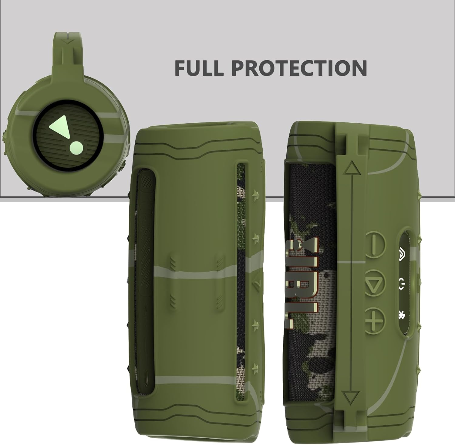 Silicone Cover Case for JBL Flip 7 Portable Bluetooth Speaker Accessories, Flip 7 Speaker Protective Case with Silicone Handle and Shoulder Strap (Green) - Image 3