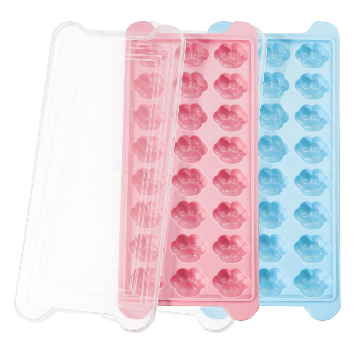 2 PCS Cute Cat Claws Silicone Ice Cube Tray with Lid,Reusable Ice Tray Non-Spill Ice Cube Moulds, Easy Release Ice Silicone Ice Cube Tray for Freezer, Whiskey, Cocktail and Drink