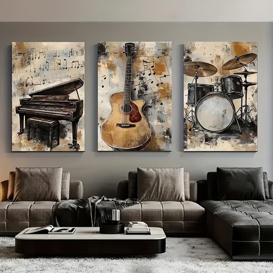 Peinture sur toile vintage musique affiche murale rétro 20x30 cm tableau salon et chambre