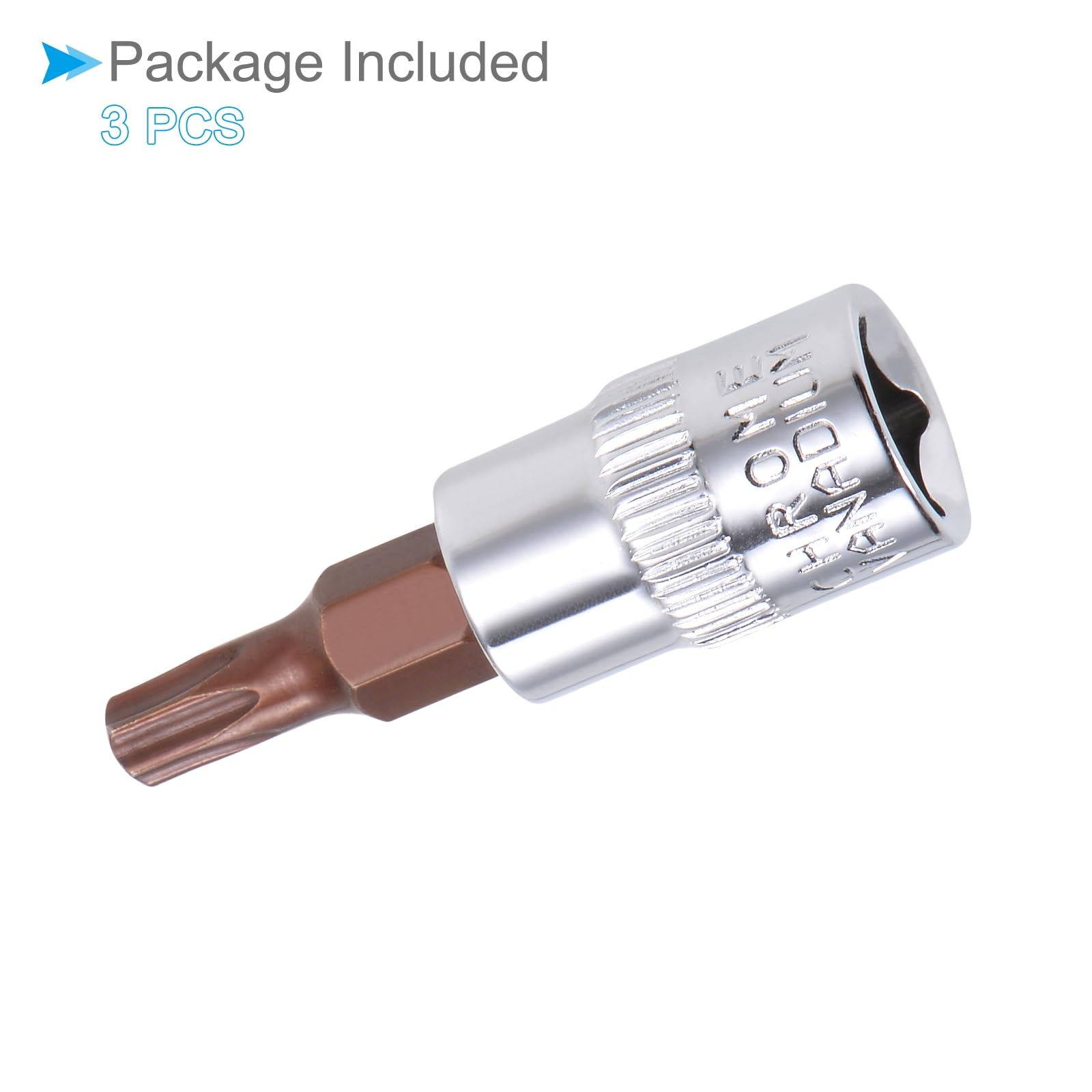 Chiave a Bussola Torx, Metrico T20 Punta 1/4" Attacco 1,5" Lungo, Acciaio Legato S2 Temprato al Cromo-Vanadio - (Applicazioni: per Applicazioni Fissaggio) 3pz