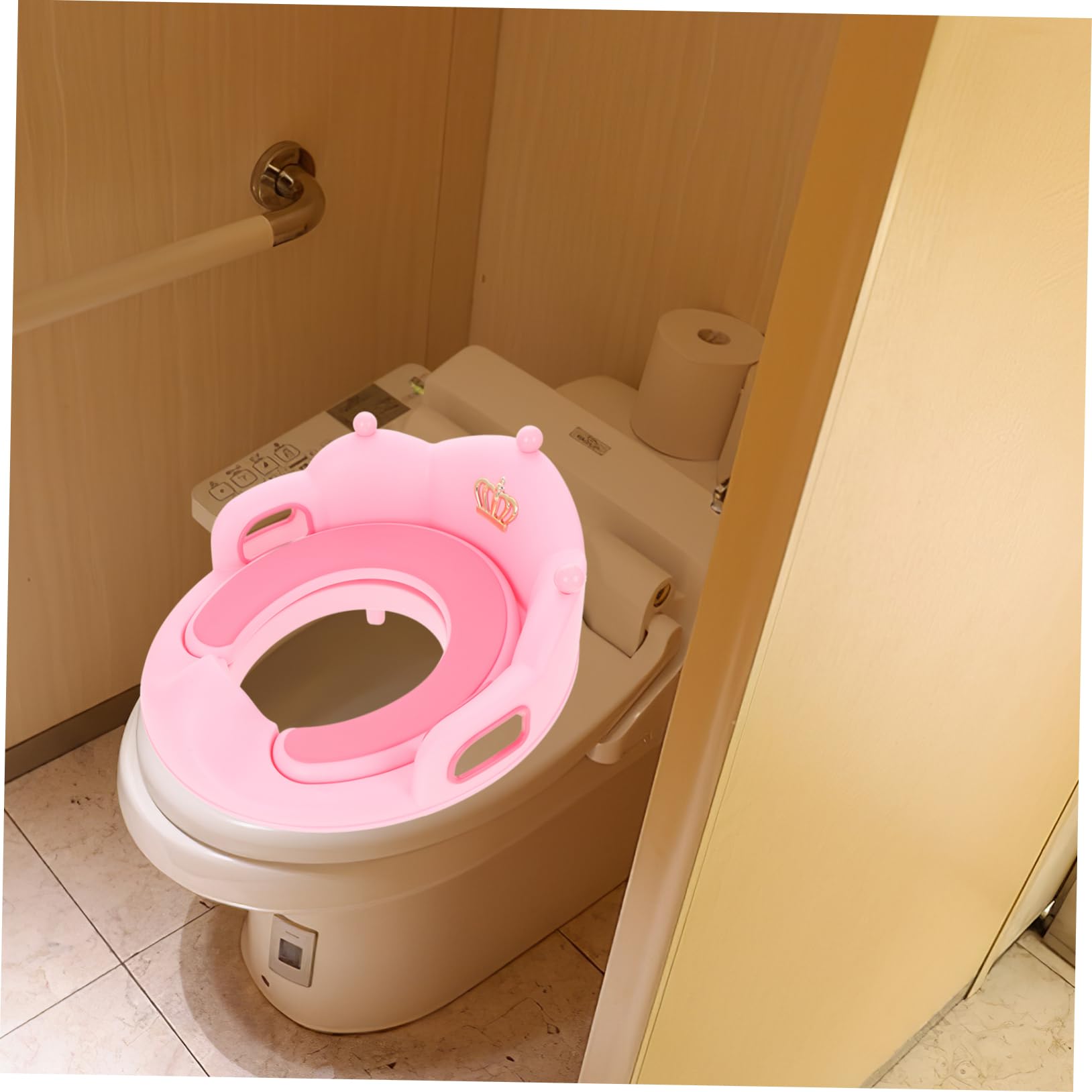 Asiento de Inodoro para Entrenamiento Reductor para Bebés y Pequeños Adecuado para Inodoros de Casa con Asa de Apoyo Color Neutro