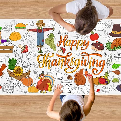 EUVBOKW Thanksgiving Coloring Poster 30 x 72 Inch