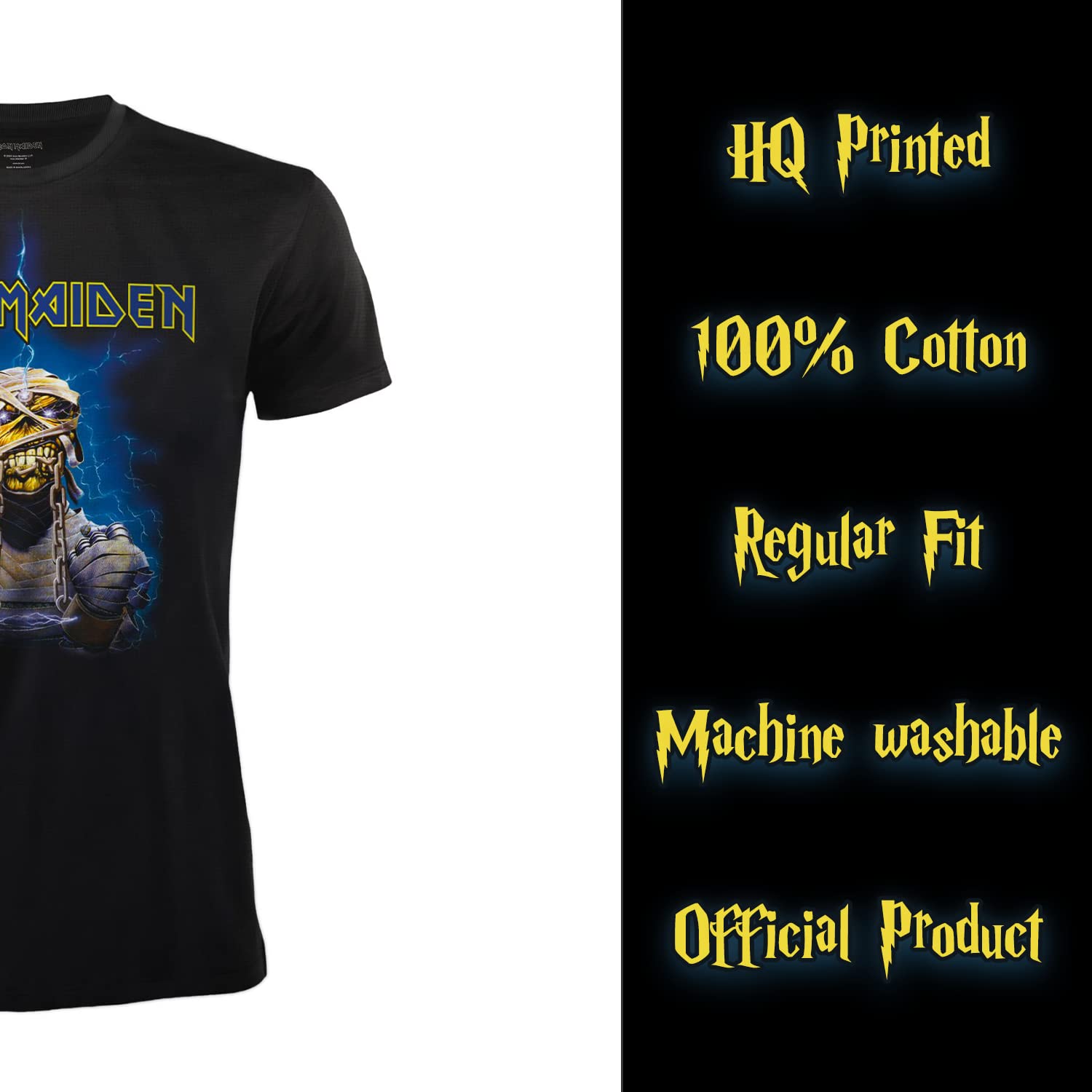 T-Shirt Iron Maiden Mummy Back. T-Shirt Rock Officiel Noir. Bande Heavy Metal. Coton Unisexe. Adulte Garçon.
