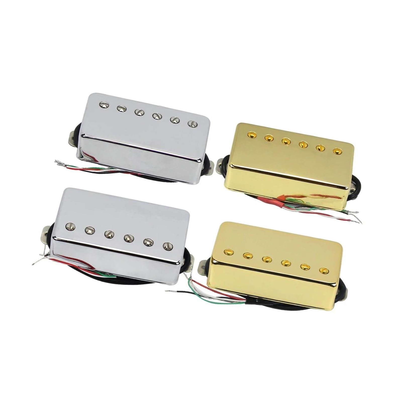 2 Stück Alnico 5 Gitarrenhals Und Steg Elektrischer Tonabnehmer Dual Coil 4 Draht Instrumentenzubehör(Gold NB Set)