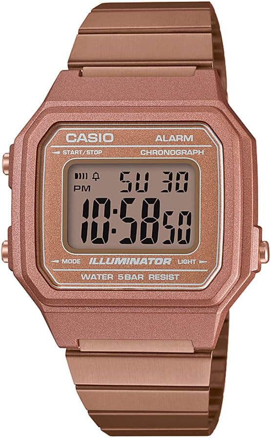 Unisex-Adult Vintage B650WC-5ADF Rose Gold Digital Dial Rose Gold Stainless Steel Band D200