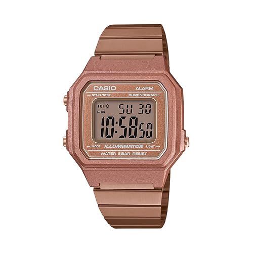 Casio Unisex-Adult Vintage B650WC-5ADF Rose Gold Digital Dial Rose Gold Stainless Steel Band D200