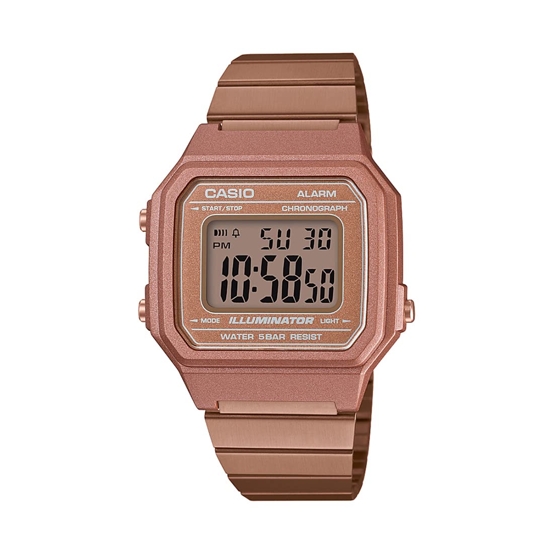 Unisex-Adult Vintage B650WC-5ADF Rose Gold Digital Dial Rose Gold Stainless Steel Band D200
