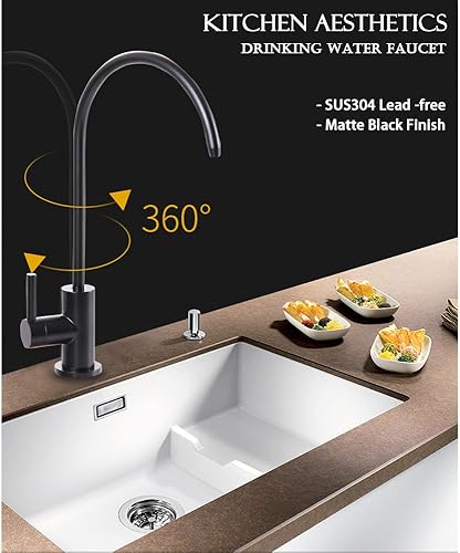 Vista 14 de ESOW Grifo de filtro de agua de cocina, grifo de agua potable 100% sin plomo, se adapta a la mayoría de unidades de ósmosis inversa o sistema