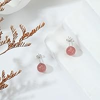 Vista 64 de Natural Stone Stud Earrings for Women 8mm Sterling Silver Genuine Gemstone Earrings Handmade Sterling Silver Crystal Stud Earrings for Women